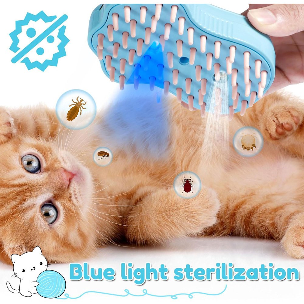 Rechargeable Steam Cat Brush, Cute Paw Shape Pet Steamer Grooming Brush With Soft Silicone Teeth For Dog Cat Massage, Shedding & Hair Removal - Image 5