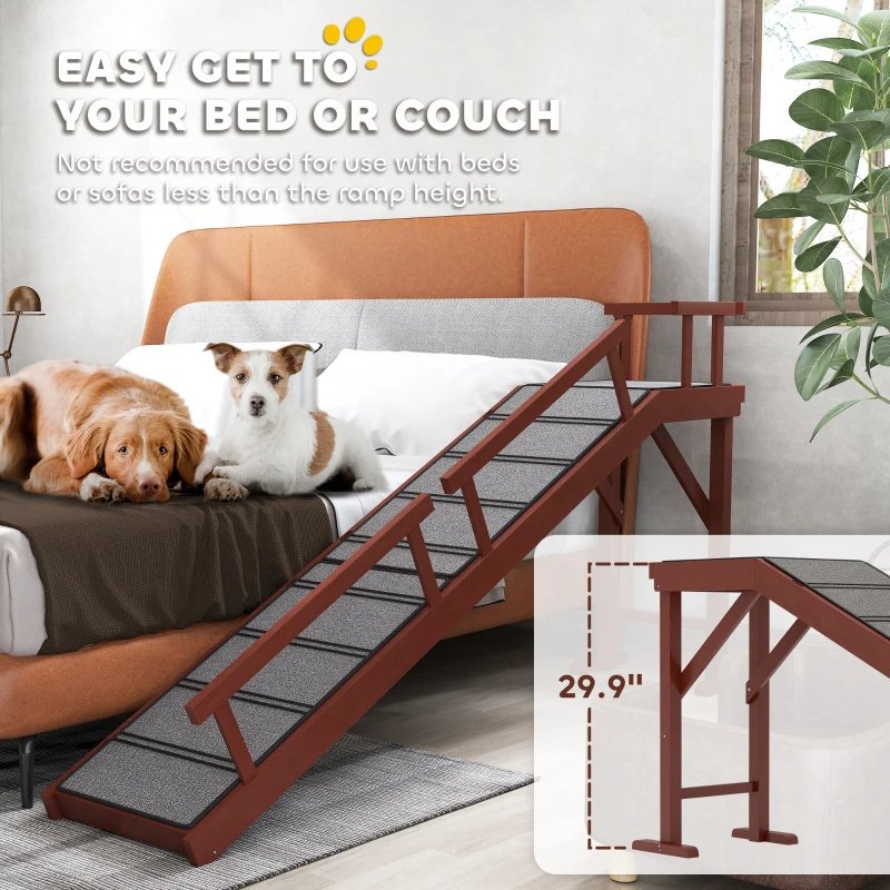 PawHut Wooden Dog Ramp With Removable Guardrails, Non-Slip Surface, - Image 3