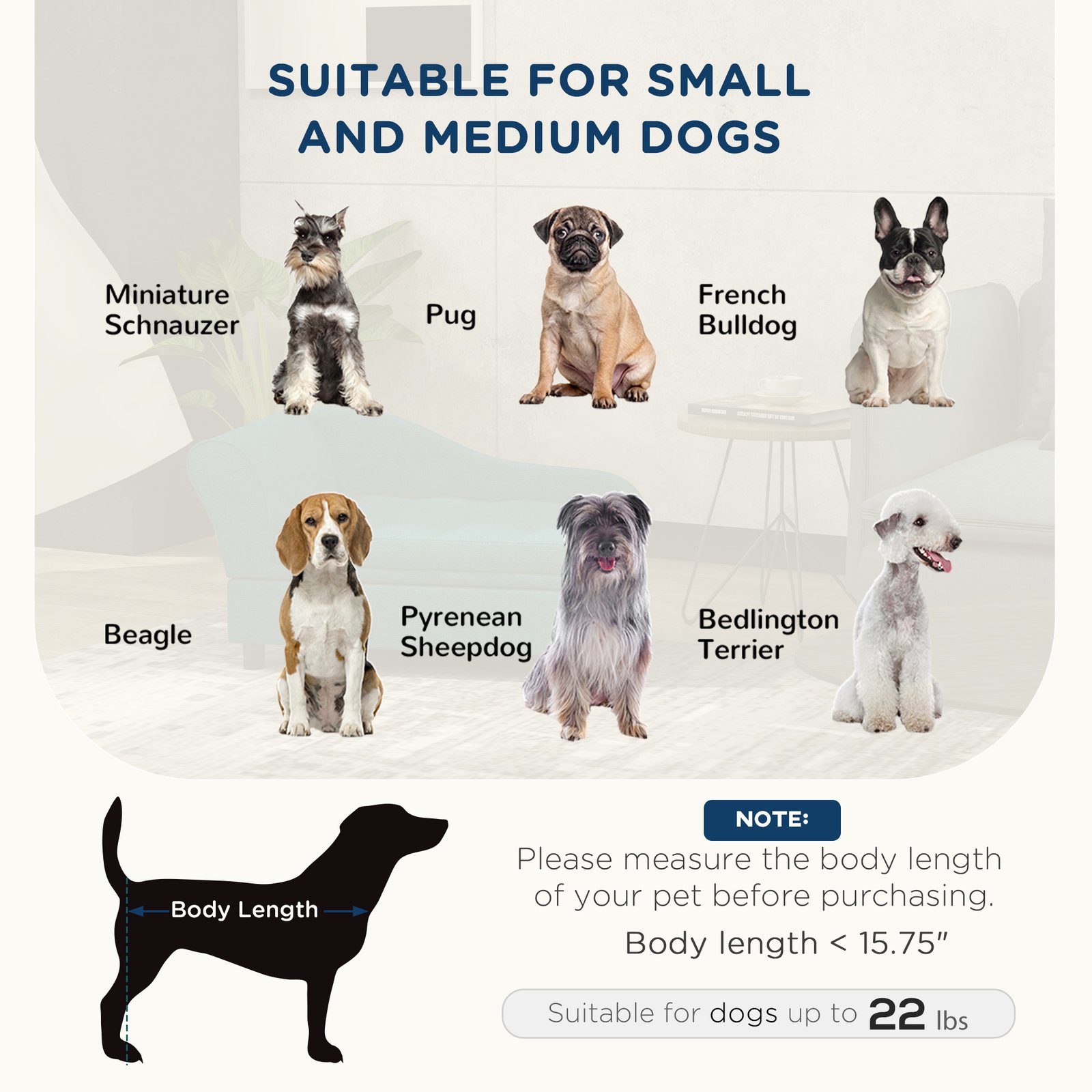 Pet Sofa Dog Sofa for Small Dogs with Storage, Dark Blue - Image 4