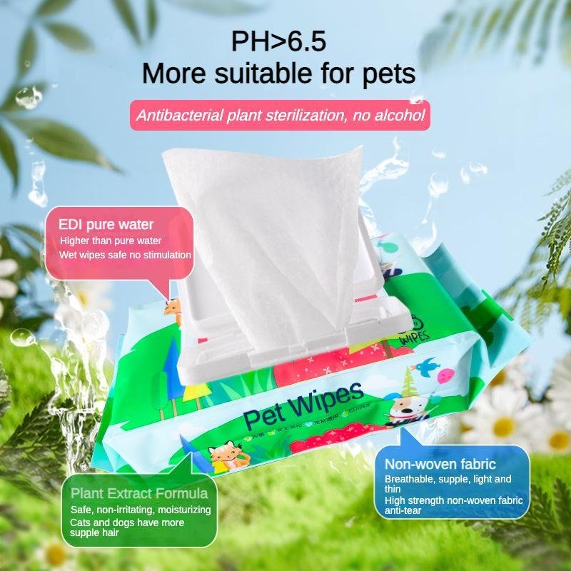 Dog And Cat Wet Wipes, Fragrance Free, Plant.based SKIP THE BATH Gentle Cleansing AndDeodorizing,Hypoallergenic, Wipes For PawsEars, Fur, Eye Ducts And Butt - Image 3
