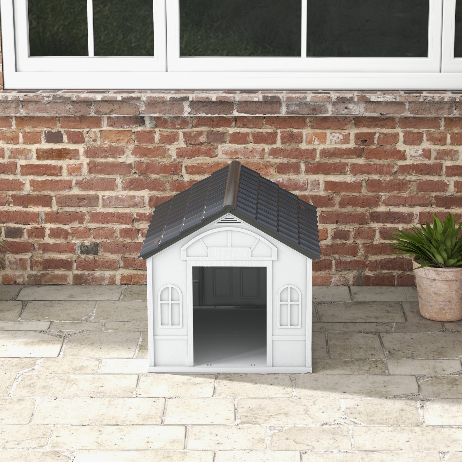 Pet House Water Resistant Puppy Shelter with Door for Indoor Outdoor, Easy to Assemble, for Small/Medium Dogs, Gray - Image 8