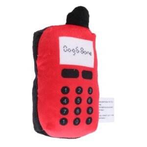 Plush Cell Phone Pet Dogs Cats Teether Teething Sounding Interactive Chew Toy (Red)