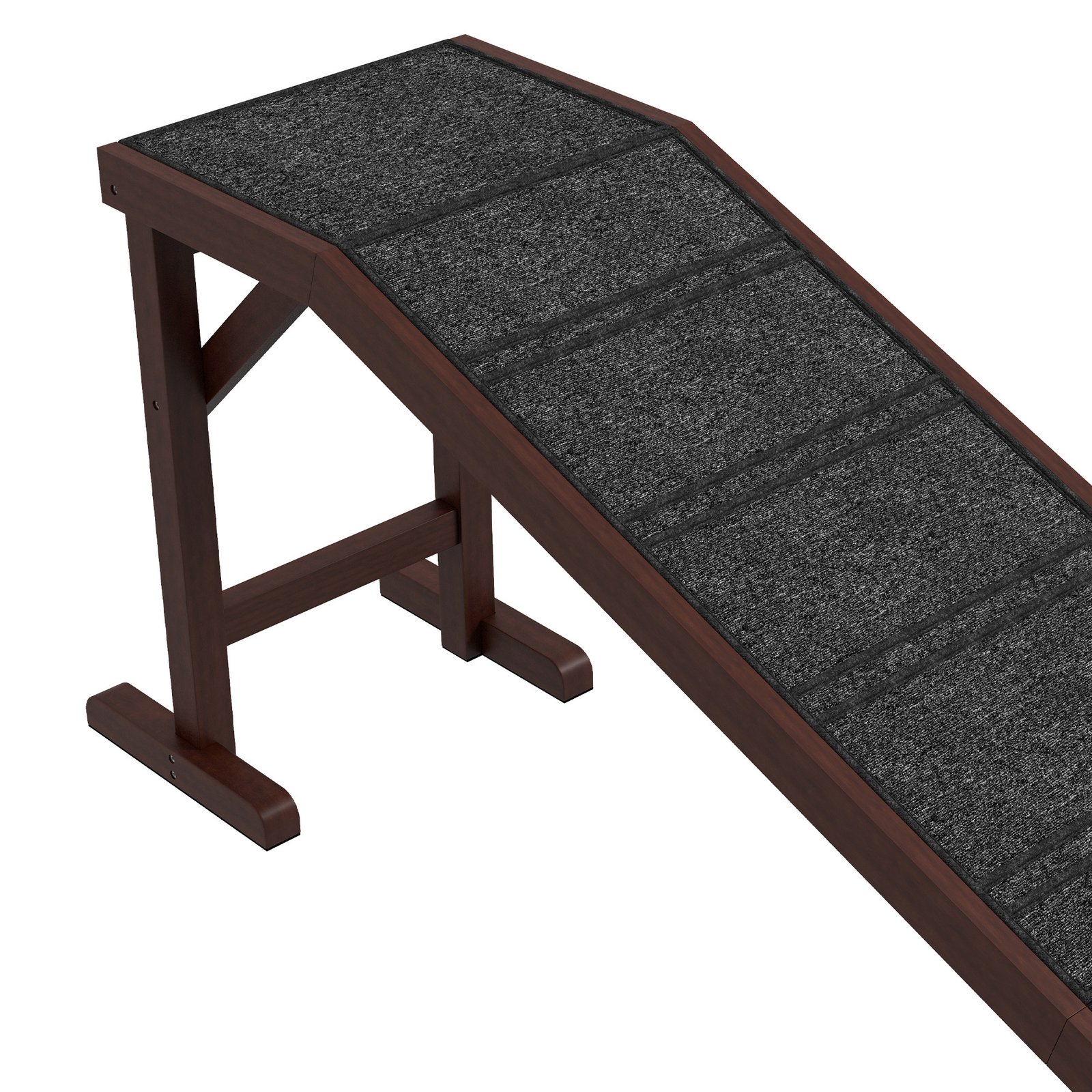 Dog Ramp for Bed, Pet Ramp for Dogs with Non-Slip Carpet and Top Platform, 74" x 16" x 25", Brown - Image 8