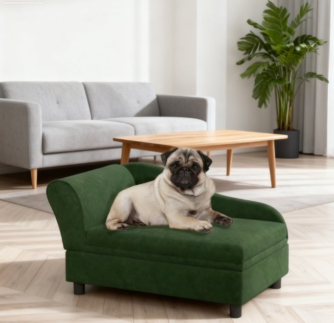 Pet Sofa Bed Couch With Storage,with Soft Cushion , Green