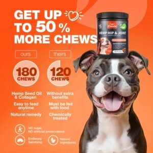 Glucosamine For Dogs Hemp Hip And Joint Supplement For Dogs Glucosamine Chondroitin Chews With MSM Turmeric Collagen For Mobility Bone Skin And Coat Health Maintains Muscle Strength
