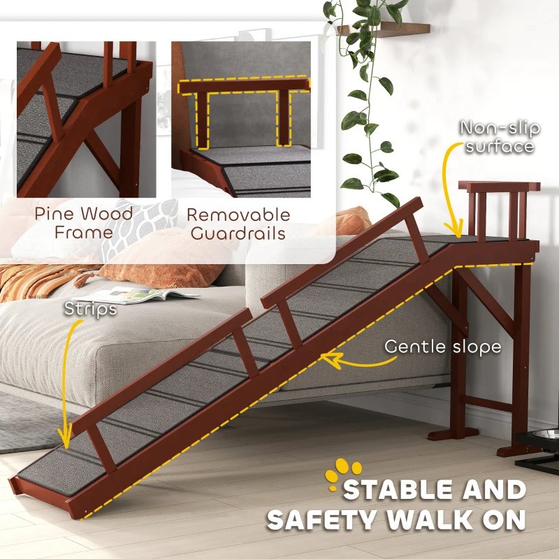 PawHut Wooden Dog Ramp With Removable Guardrails, Non-Slip Surface, - Image 7