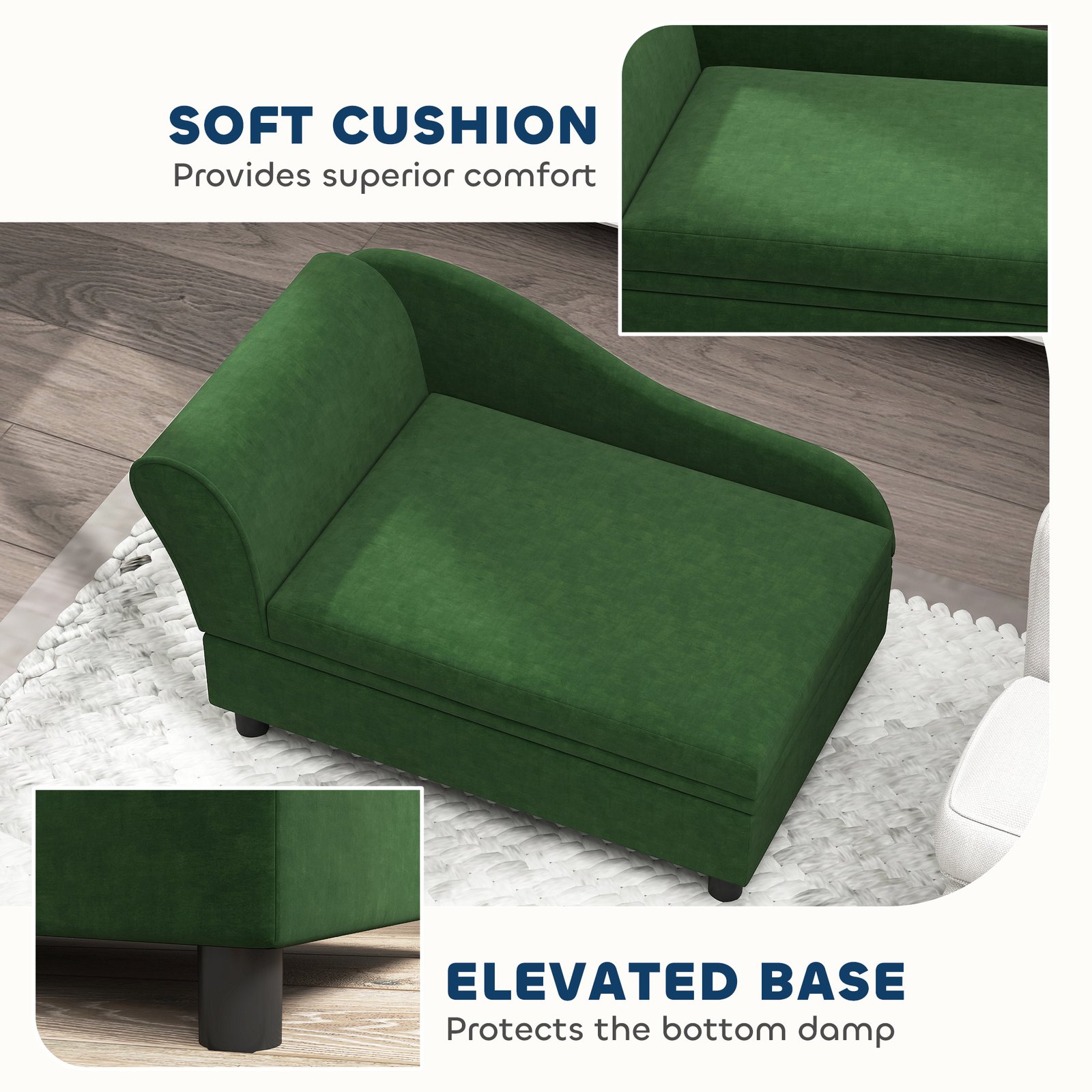 Pet Sofa Bed Couch With Storage,with Soft Cushion , Green - Image 5