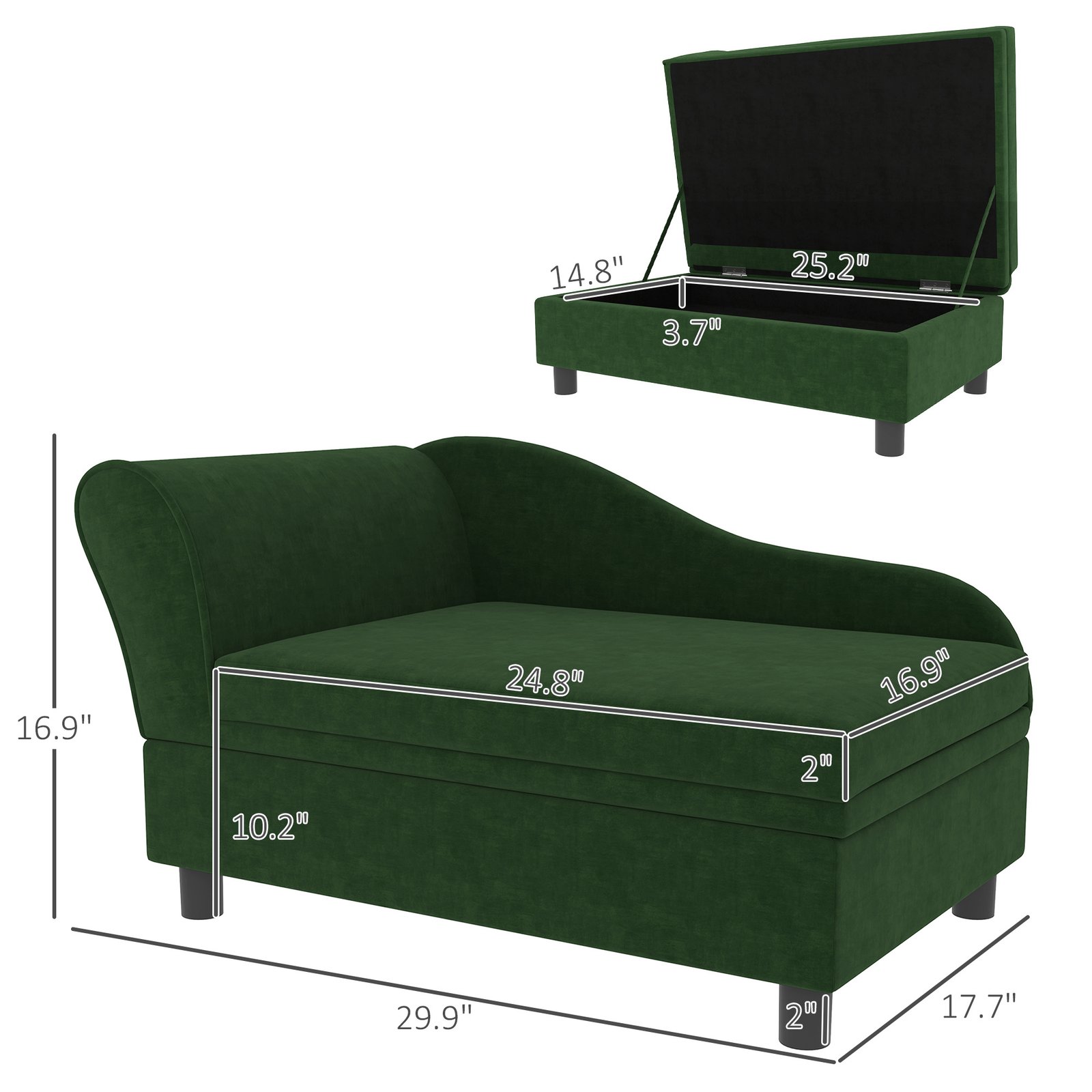 Pet Sofa Bed Couch With Storage,with Soft Cushion , Green - Image 4