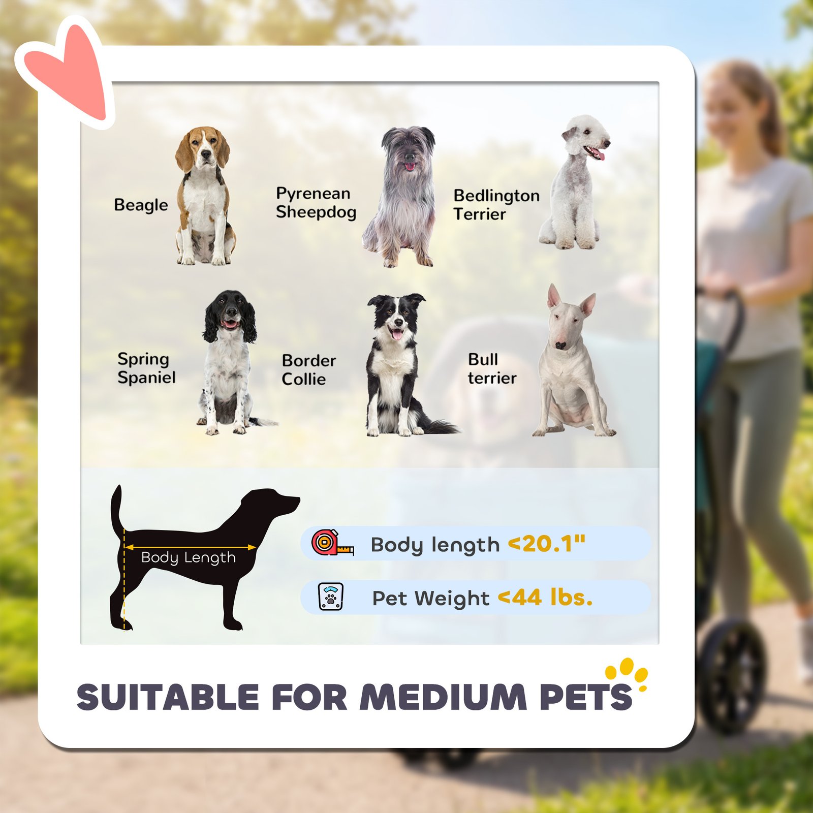 3 Wheel Pet Stroller with Easy One-Click Quick Fold, Mesh Window, Washable Cushion, for Medium Dogs, Dark Green - Image 8