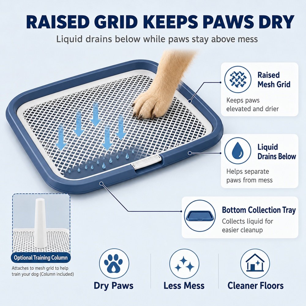 Dog Potty Tray With Removable Grating, Leak-Proof Indoor Dog Toilet For Puppy Training - Image 5