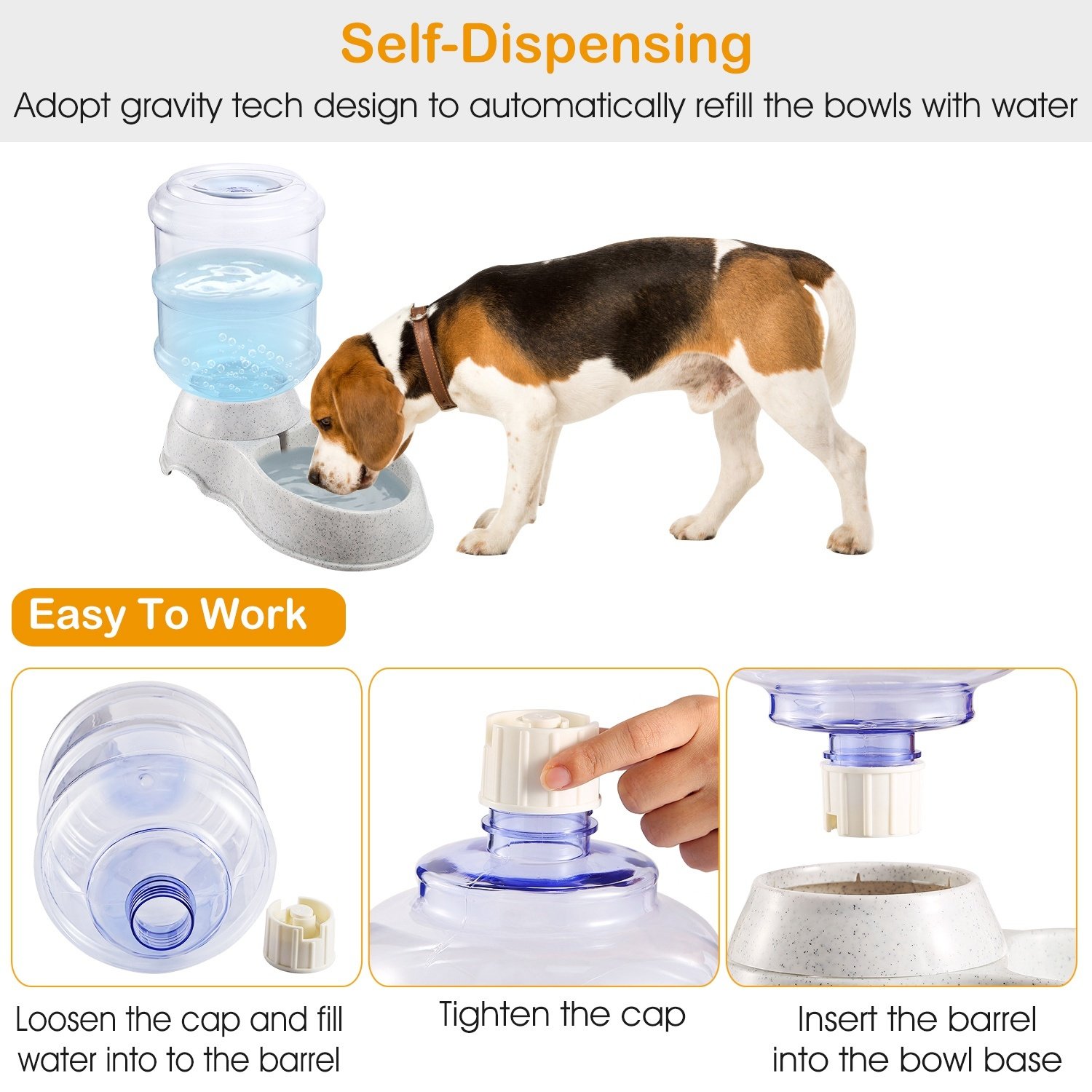 3.5L 1Gal Pet Water Dispenser Self-Dispensing Gravity Pets Water Feeder Automatic Pet Waterer Cat Dog - Image 9