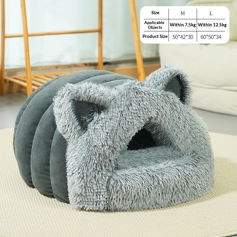 Cute Shark Cat Bed Dog Bed Plush Toy Pet Warm Nest - Image 9