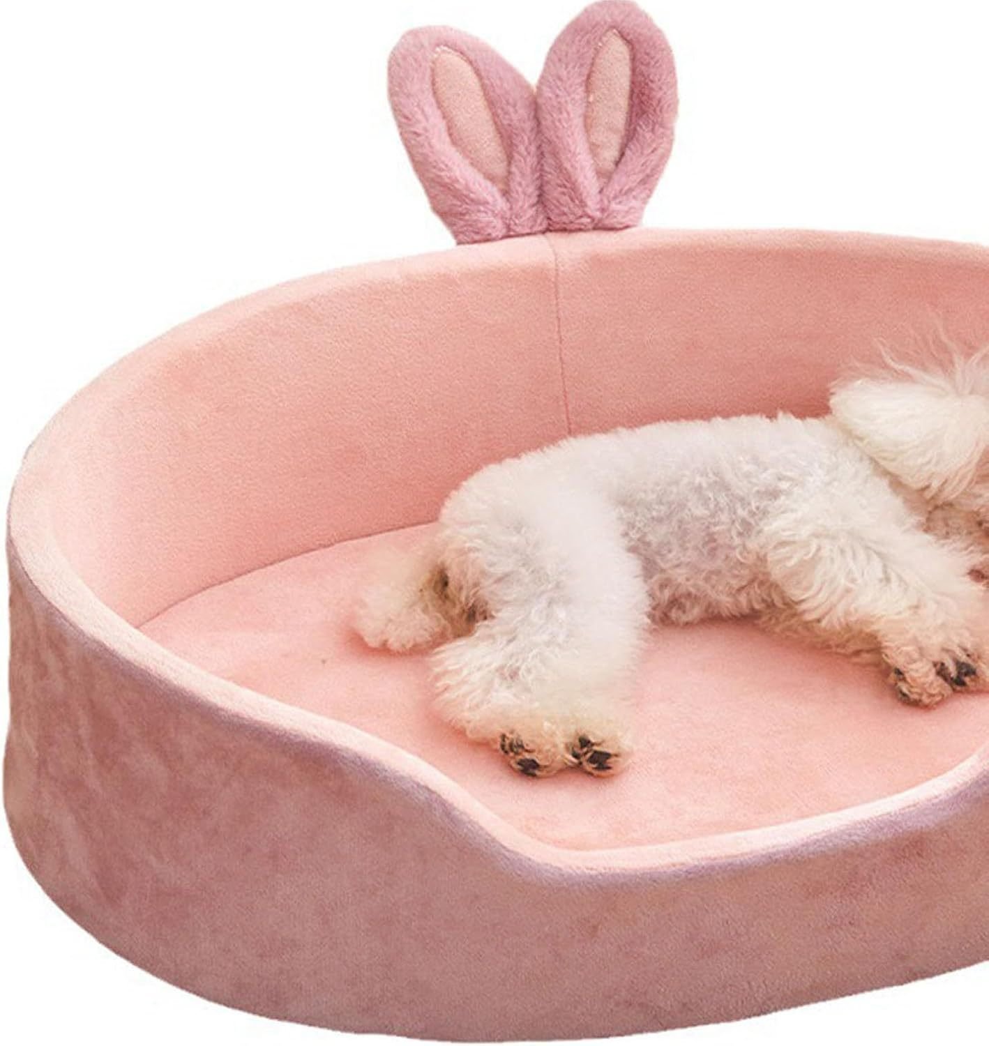 Cute Princess Dog Bed Pink Pet Bed Detachable Washable Dog Sleeping Bed Rabbit Ear Calming Dog And Cat Bed Soft Comfortable Warm Cat Bed For Small Medium Sized Breed Four Seasons - Image 6