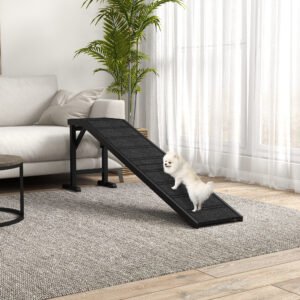 Dog Ramp w/ Non-Slip Carpet and Top Platform, 74" x 16" x 25", Black