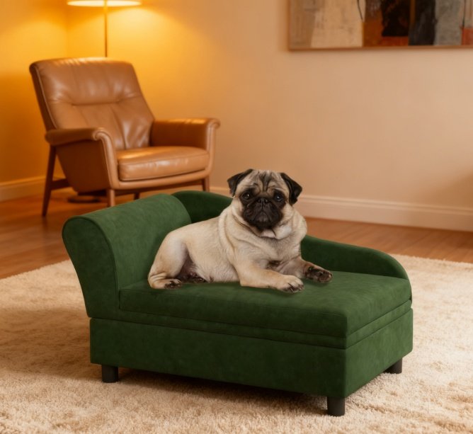 Pet Sofa Bed Couch With Storage,with Soft Cushion , Green - Image 7