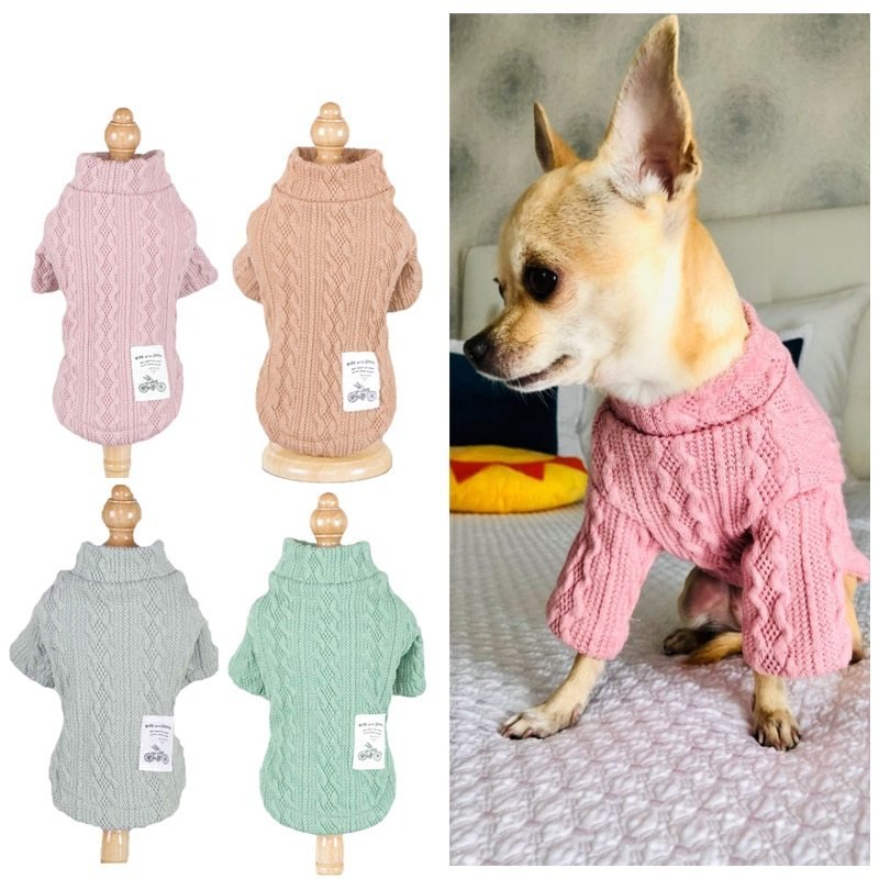 Pure color knitted autumn and winter dog sweater - Image 2