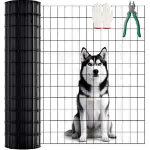 48 INCHx33 FT Black Vinyl-coated Metal Mesh, 16 Gauge 0.67 Inch Black PVC Metal Mesh, Black Welded Wire Mesh Support, Poultry Cage Protective Fence