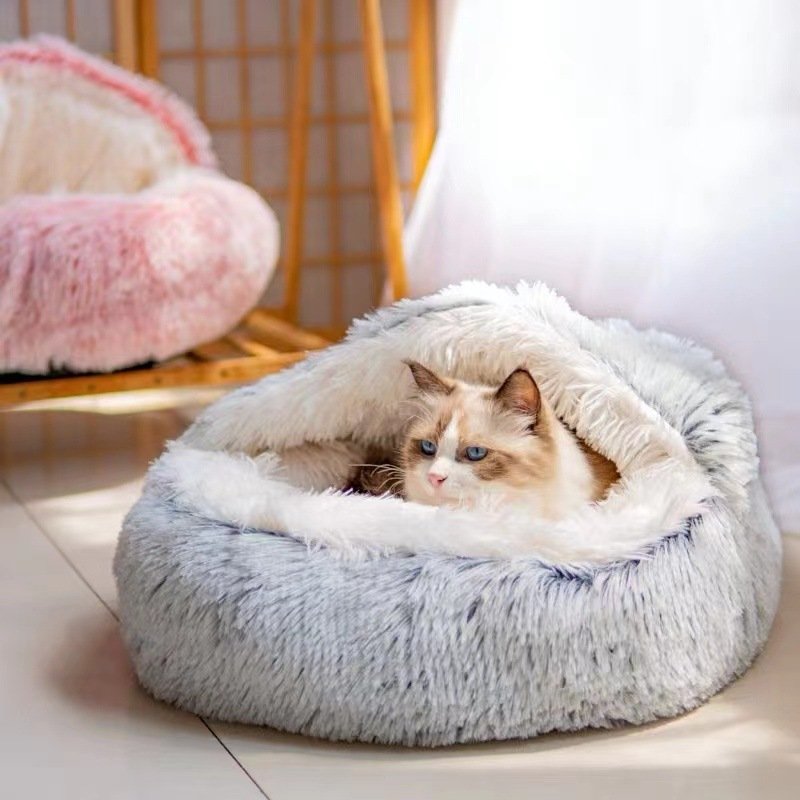 Semi-closed Cat Bed Four Seasons Universal Cover Shell Nest Small Dog Winter Pet Supplies - Image 6