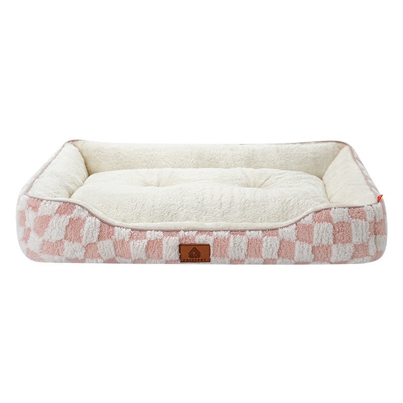 Thickened Warm Plaid PP Cotton Dog Bed - Image 3