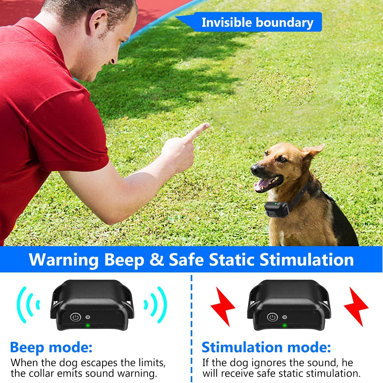 1Set Wireless Electric Dog Fence Pet Shock Boundary Containment System Electric Training Collar For Small Medium Large Dogs - Image 7