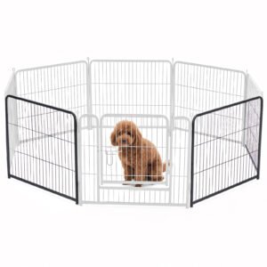 Metal Material, Foldable Pet Fence With A Door, Suitable For Small, Medium And Large-sized Dogs Outdoors