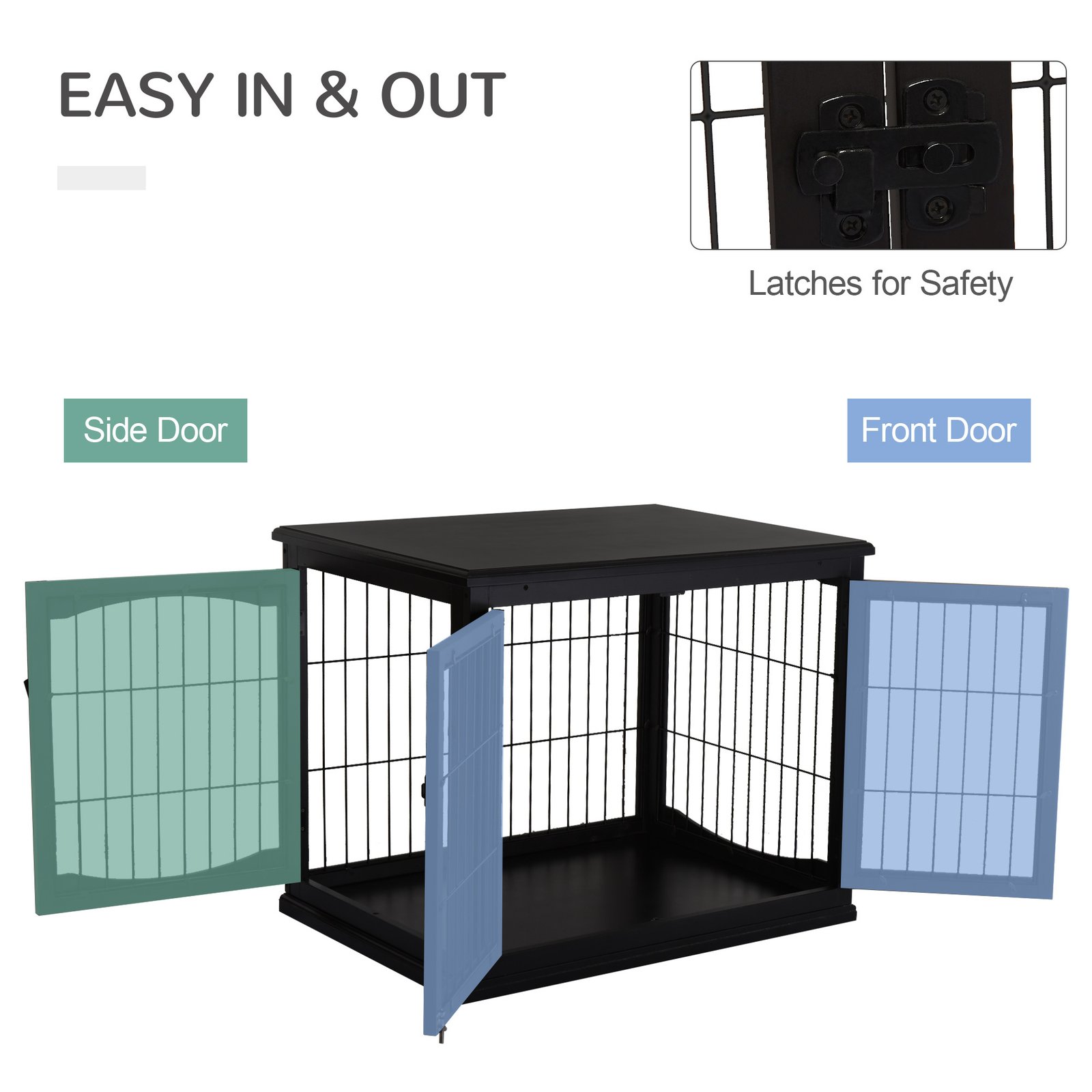 Dog Crate Furniture, 32" Small Dog Cage End Table with 2 Doors, Lockable Door, Puppy Kennel Indoor, Black - Image 6