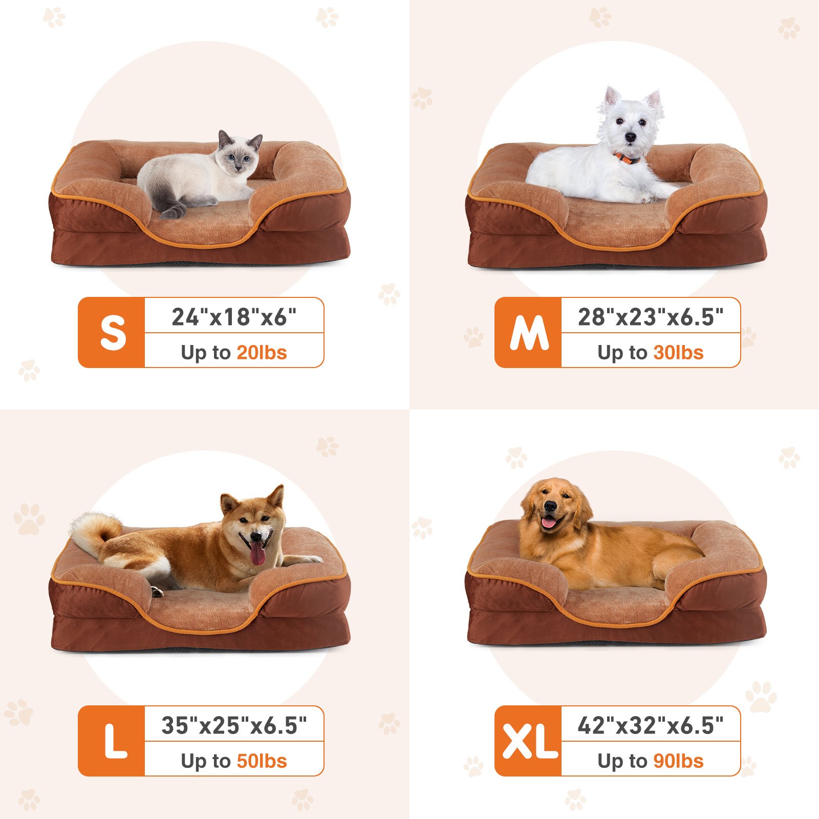 Memory Foam Pet Bed For Small Dogs & Cats With Washable Removable Cover Non-Slip Base Waterproof Liner - Image 3