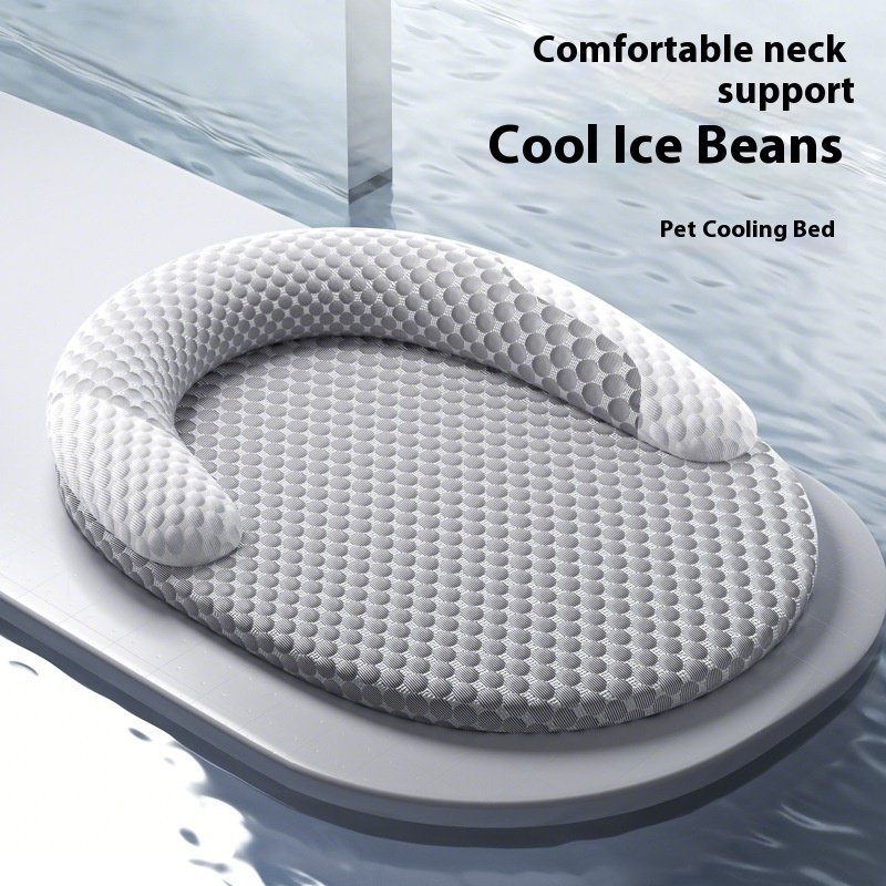 Oval Ice Silk Cooling Pet Bed For Cats And Small Dogs