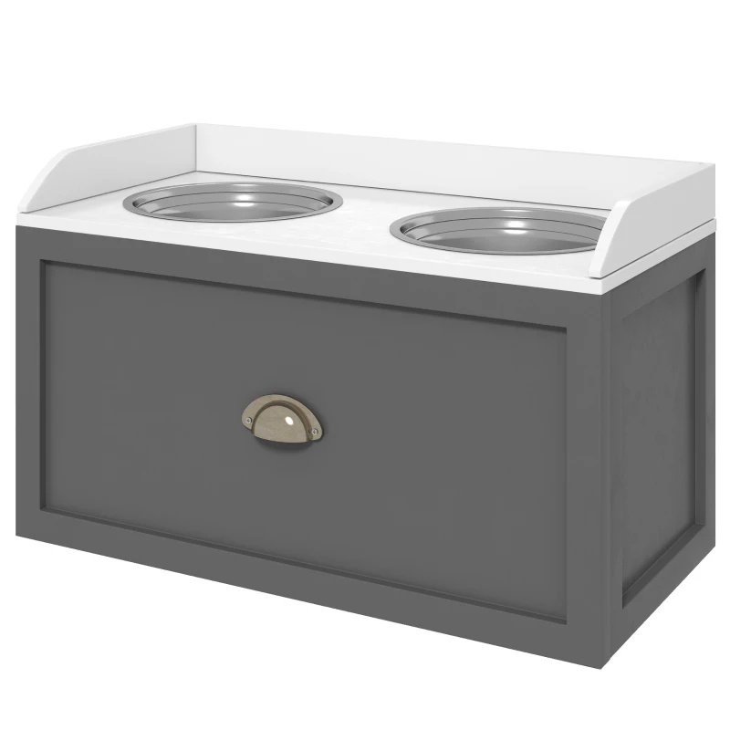Pet Feeding Station Pet Dish Bowl Set With Storage, 2 Elevated Dog Bowls For Large Sized Dogs, Gray - Image 5