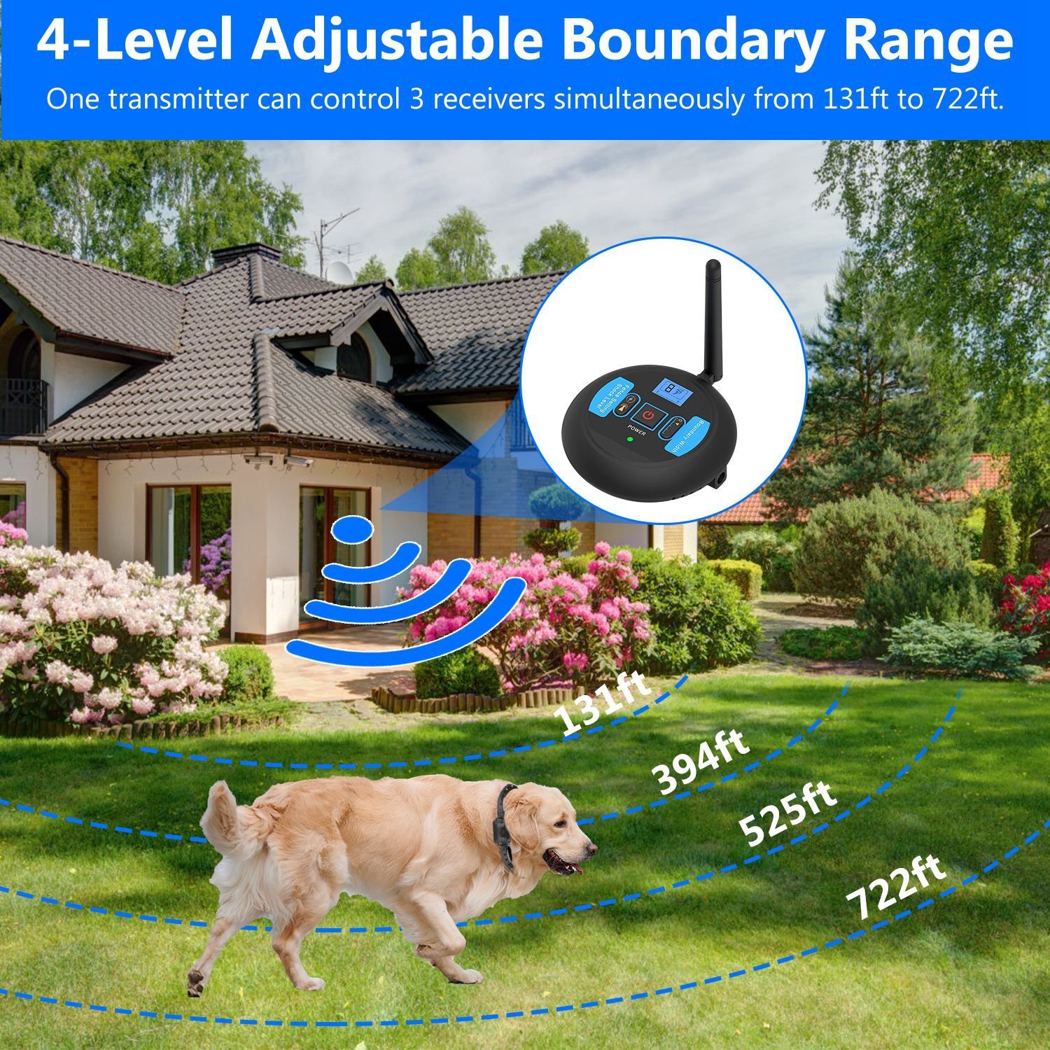 1Set Wireless Electric Dog Fence Pet Shock Boundary Containment System Electric Training Collar For Small Medium Large Dogs - Image 6