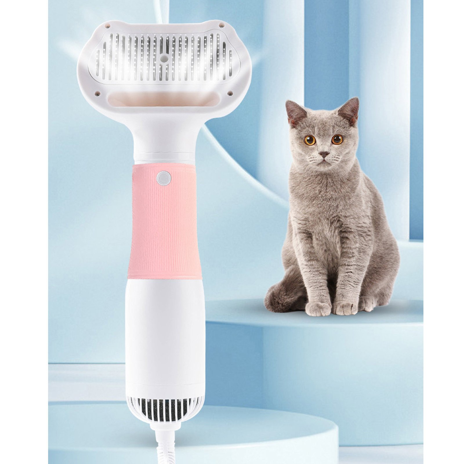 3 In 1 Pet Hair Dryer Brush Powerful Airflow Temperature Control Dog Blow Dryer For Home Use Pink - Image 4