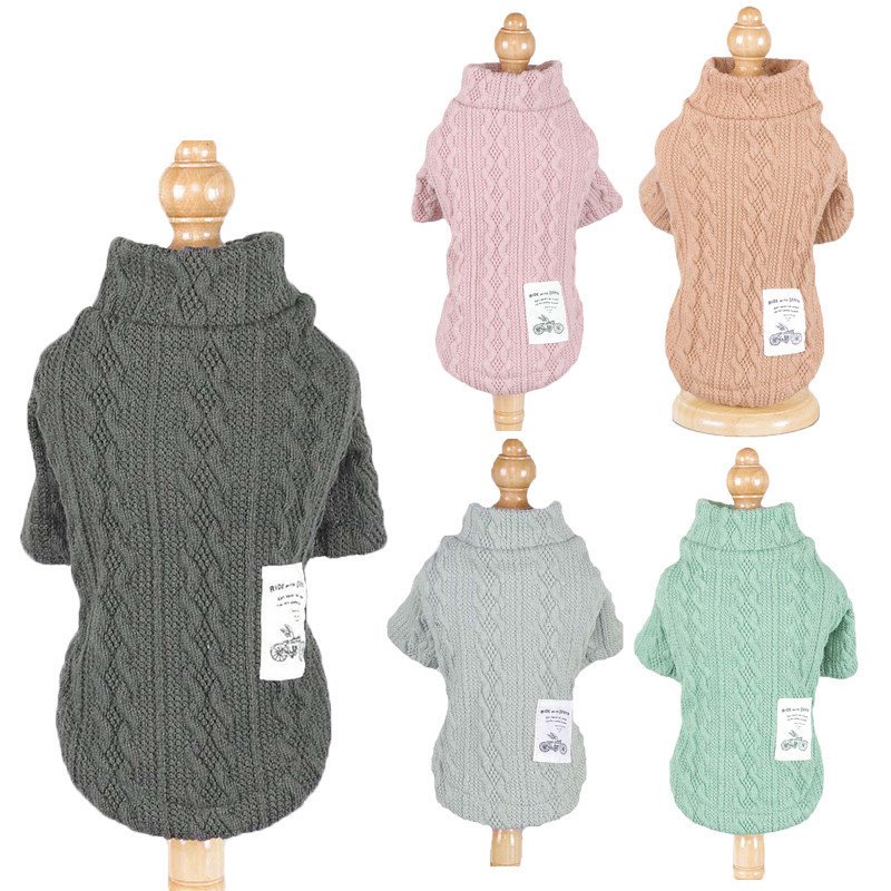 Pure color knitted autumn and winter dog sweater - Image 7