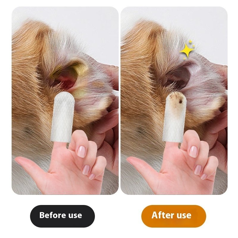 Disposable Pet Cleaning Products Teeth Cleaning Wipes Ear Care Fingertips Ear Mite Removal Cat And Dog Ear Cleaning Pet Products - Image 3
