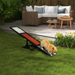 Wooden Dog Agility Seesaw for Training and Exercise, Black