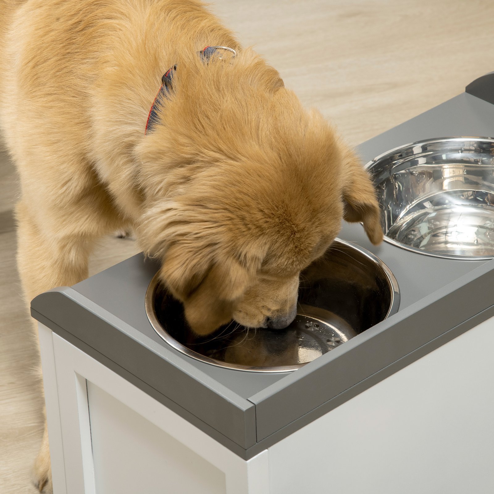 Pet Feeding Station Pet Dish Bowl Set with Storage, 2 Elevated Dog Bowls for Large Sized Dogs, White - Image 7