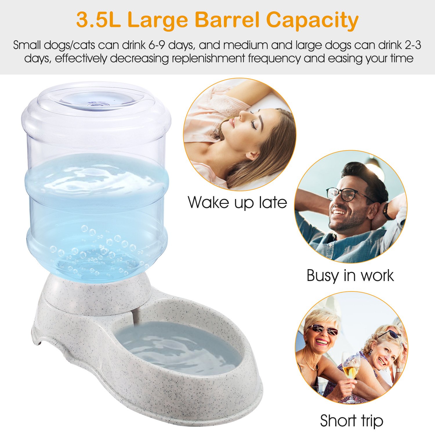 3.5L 1Gal Pet Water Dispenser Self-Dispensing Gravity Pets Water Feeder Automatic Pet Waterer Cat Dog - Image 8