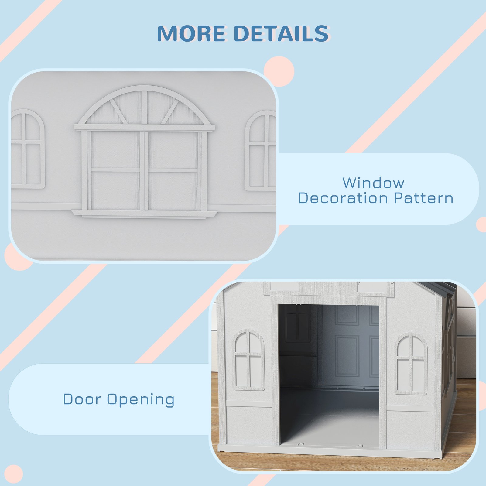 Pet House Water Resistant Puppy Shelter with Door for Indoor Outdoor, Easy to Assemble, for Small/Medium Dogs, Gray - Image 6