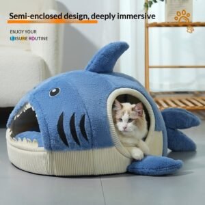 Cute Shark Cat Bed Dog Bed Plush Toy Pet Warm Nest