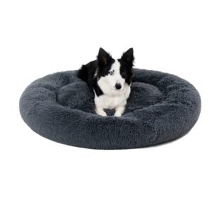 Zippered Fluffy Donut Dog Bed Warm Soft Long Plush Pet Cushion Dog House Cat Bed Washable Pet Sofa Mat Calming Small Large Dog Beds