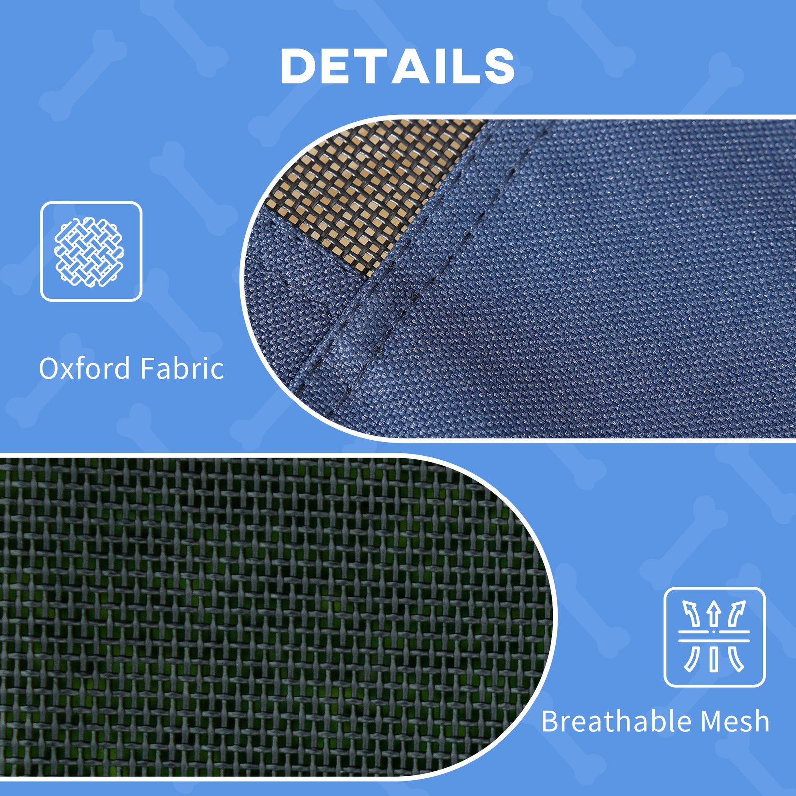 48" x 36" Elevated Portable Dog Cot Cooling Pet Bed with UV Protection Canopy Shade, Dark Blue - Image 5