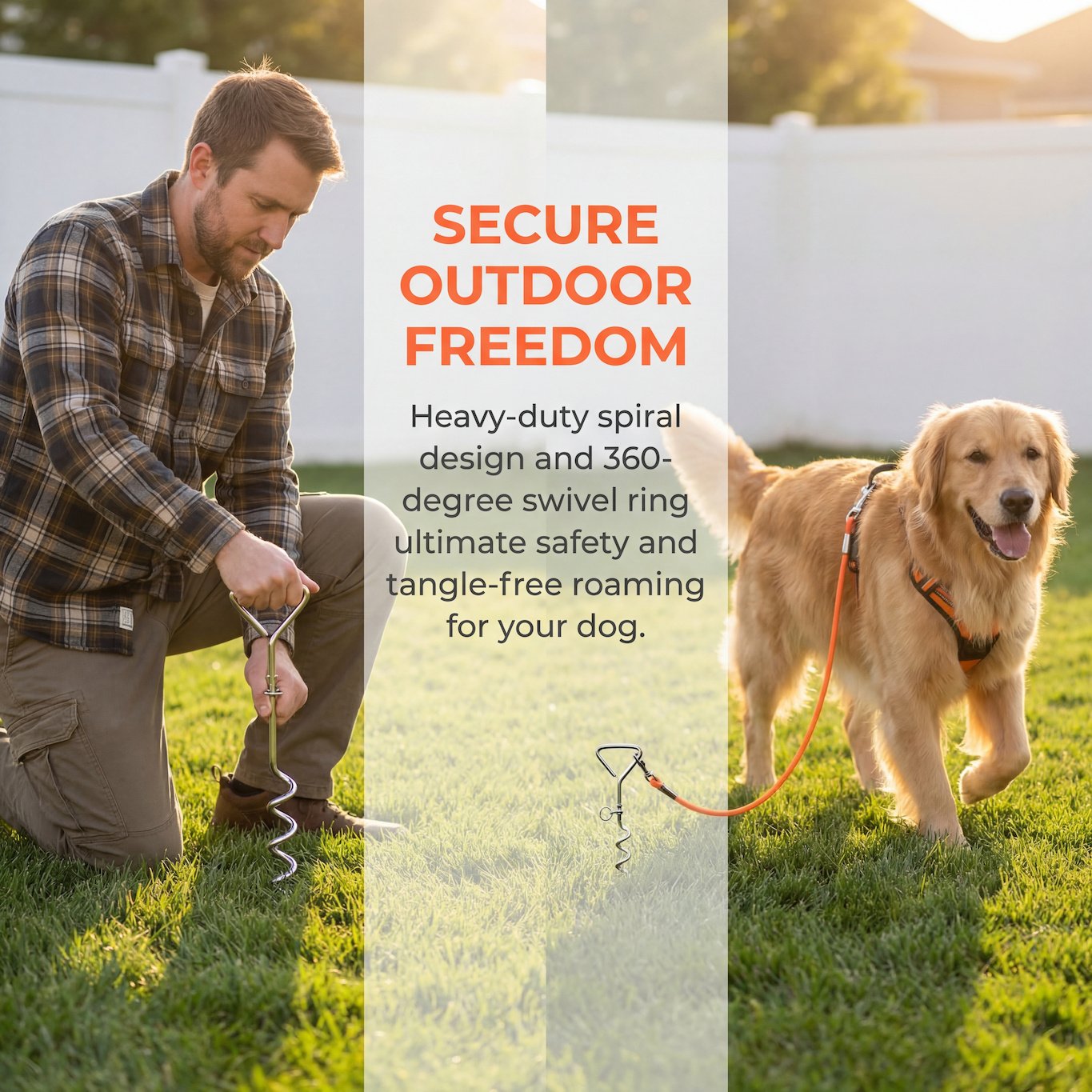 Ground Stake Fixed Dog Leash Allows Your Beloved Dog To Play More Freely - Image 2
