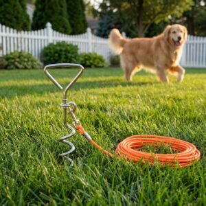 Ground Stake Fixed Dog Leash Allows Your Beloved Dog To Play More Freely