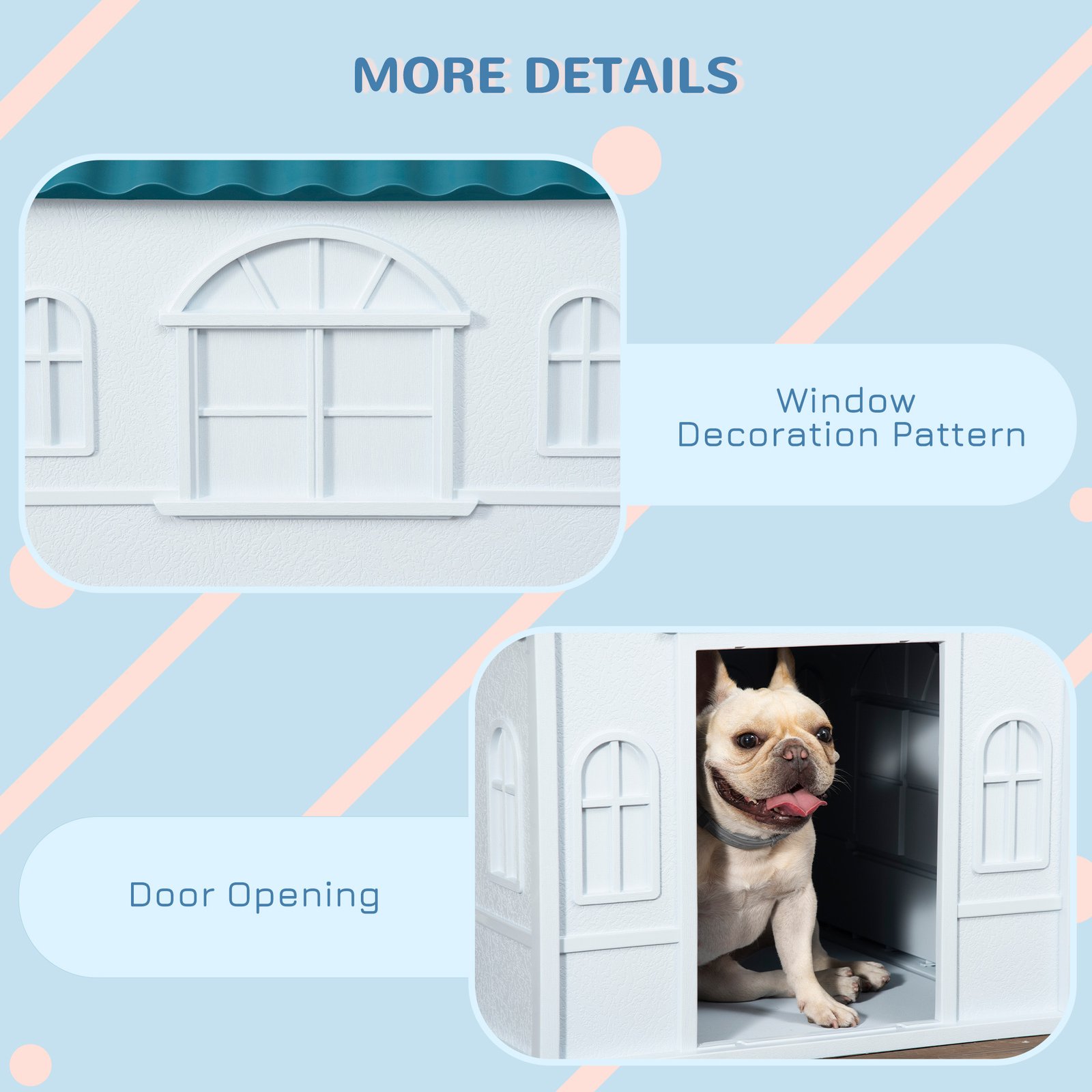 Plastic Dog House for Medium and Small Dogs, Water Resistant Puppy Shelter Indoor Outdoor with Door, Easy to Assemble, Blue - Image 6