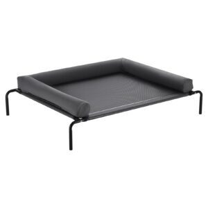 Elevated Dog Bed For Large Dogs XL, Raised Dog Bed Cot With Washable Pillow, Indoor & Outdoor Cooling Dog Bed Hammock, Heavy Duty Steel Frame Dog Bed With Breathable Teslin Mesh, Grey
