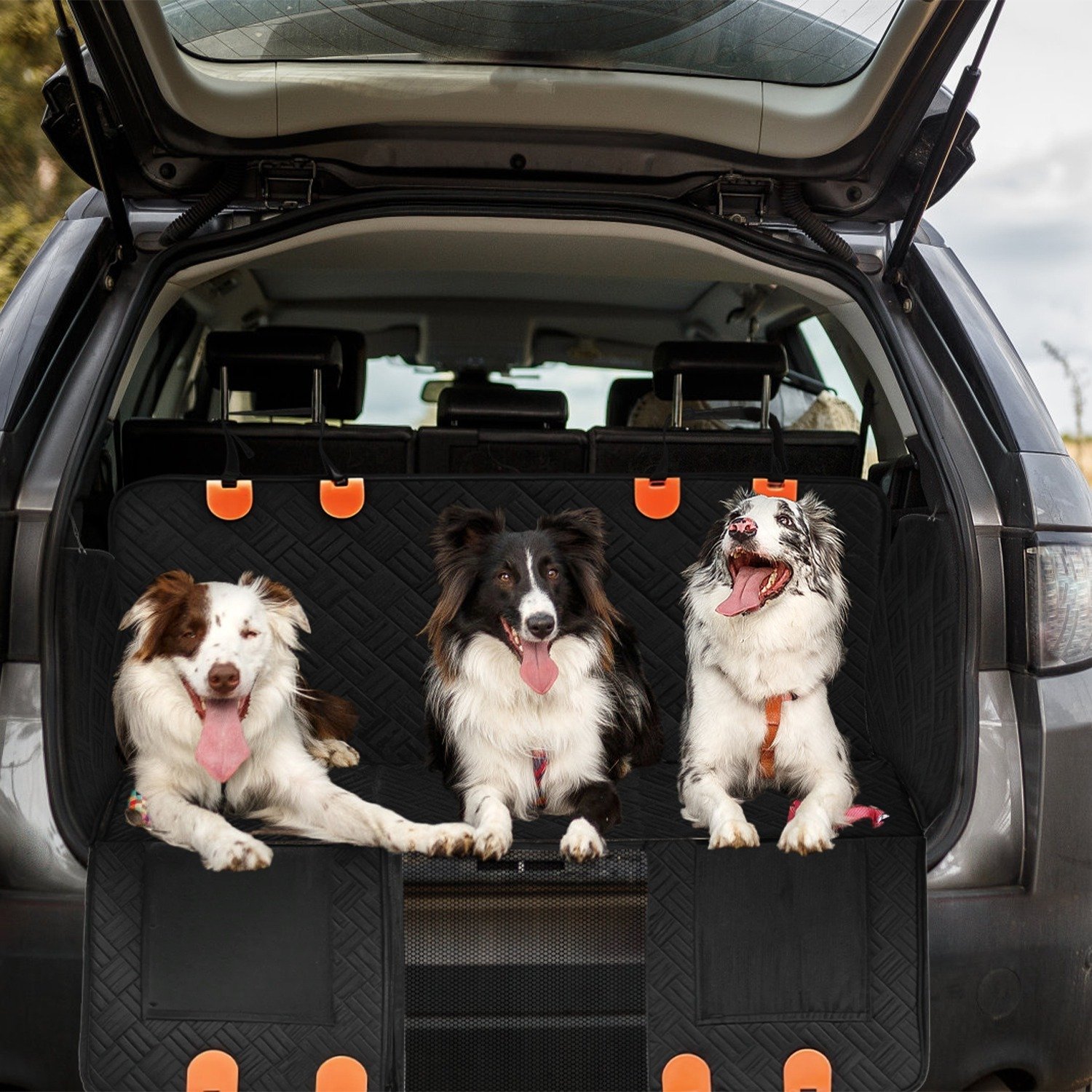 1Pc Dog Car Seat Cover For Back Seat Waterproof Oxford Cloth Seat Cover Hammock Non-Slip Scratchproof Back Seat Extender With Side Flap Mesh Window Storage Bag For Car SUV Truck - Image 9