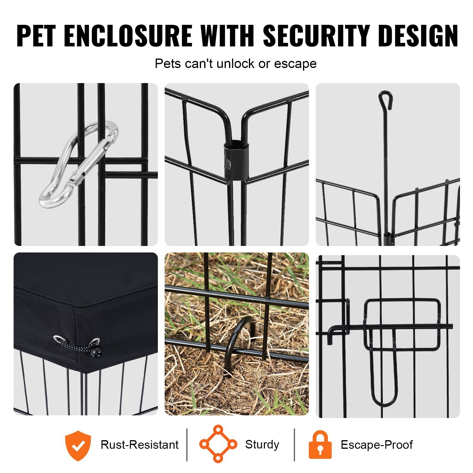 Dog Playpen 8 Panels Foldable Metal Dog Exercise Pen With Pad Cover 30"H - Image 5