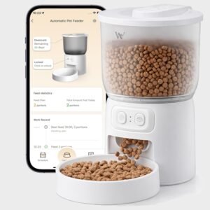 Waithem Wi-Fi Automatic Cat Feeder, Timed Dry Food Dispenser, App-Programmable Portion Control, Up To 10 Meals Per Day, Dual Power Supply, Suitable For Cats And Small Dogs