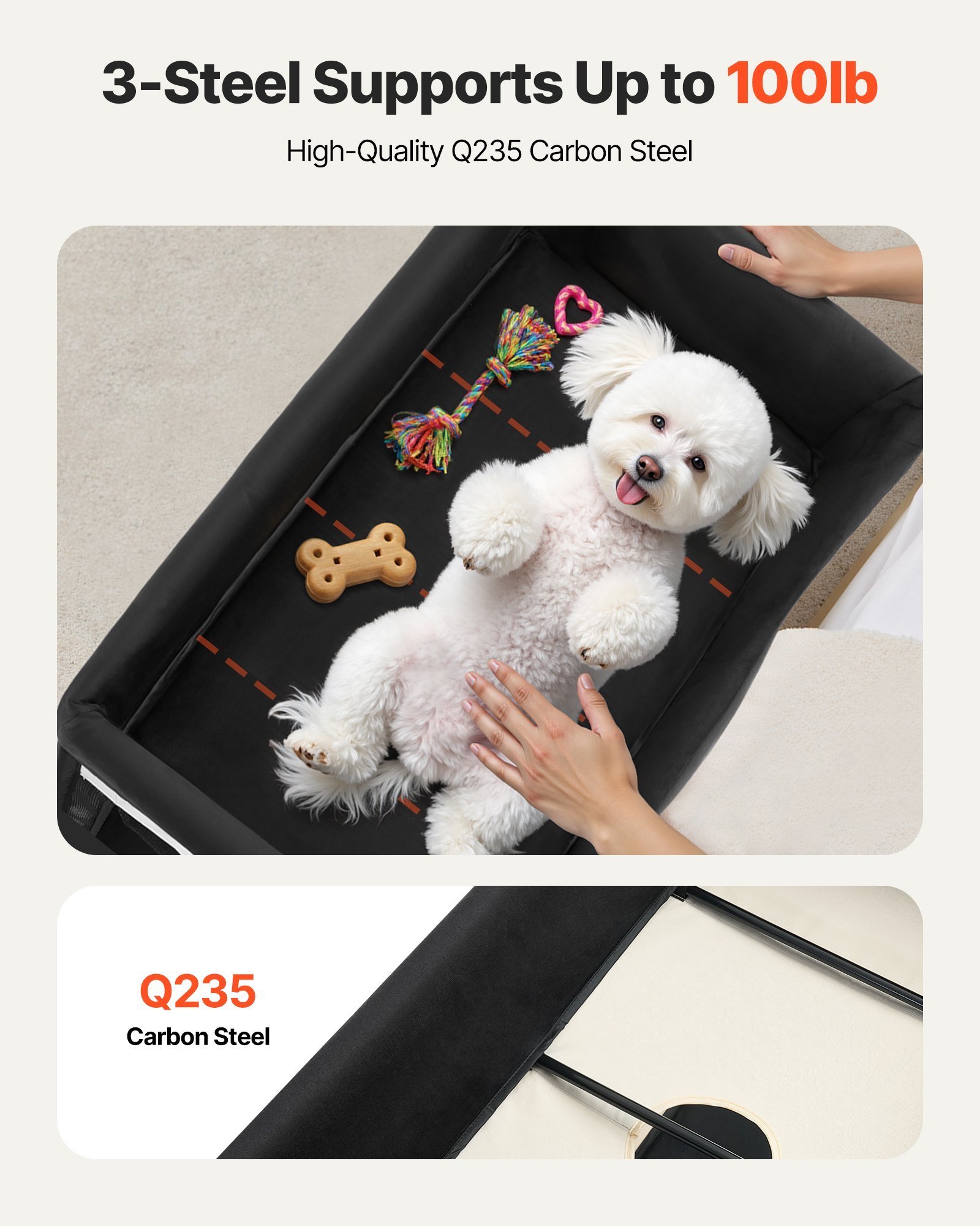 Elevated Lounge Pet Bed Foldable Bunk Dog Bed With Wheels & Side Bags L - Image 4
