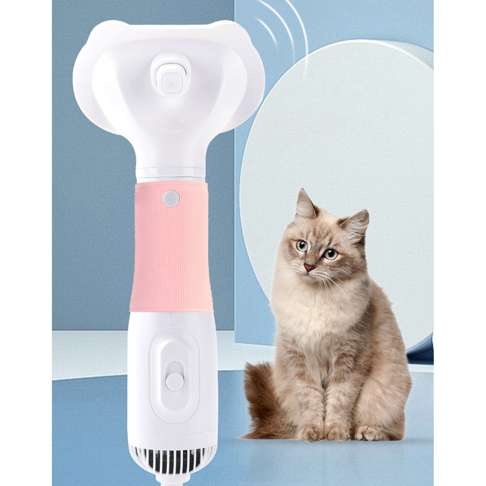 3 In 1 Pet Hair Dryer Brush Powerful Airflow Temperature Control Dog Blow Dryer For Home Use Pink - Image 5