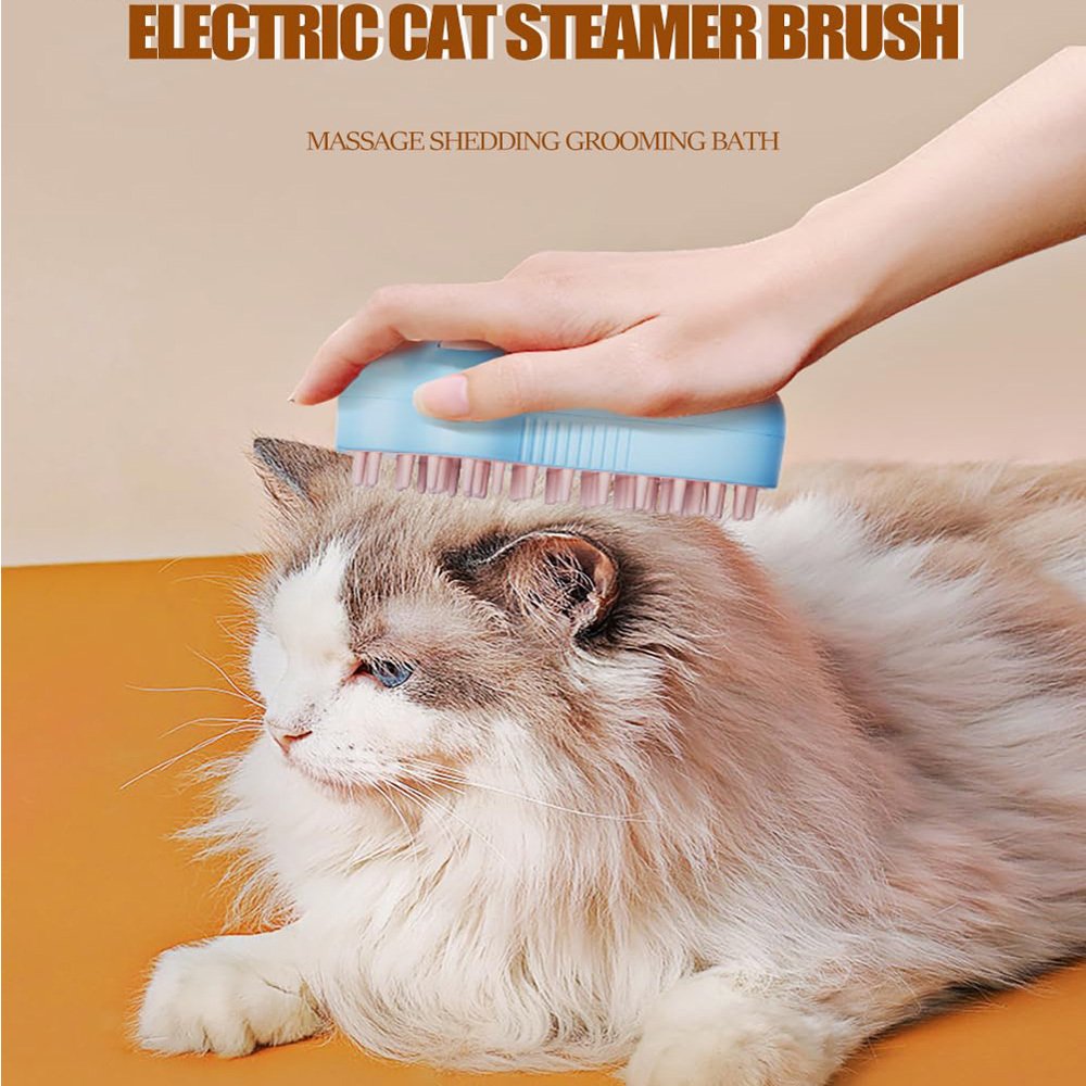 Rechargeable Steam Cat Brush, Cute Paw Shape Pet Steamer Grooming Brush With Soft Silicone Teeth For Dog Cat Massage, Shedding & Hair Removal - Image 8